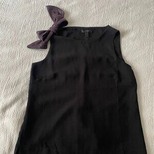 J. Crew Women's Black Drapey Crepe Sequin Bow Tank Top, Size 2
